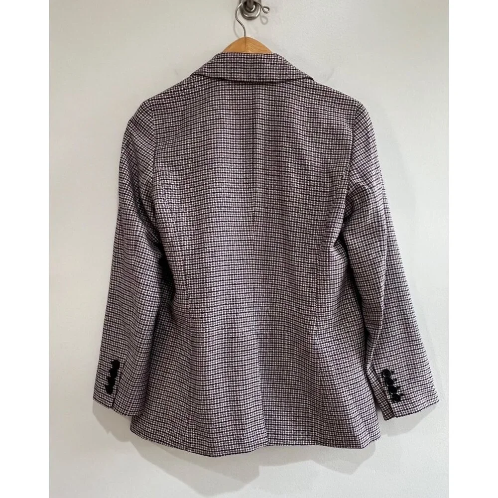 Talbots Houndstooth Blazer Womens 6 Brown Black Woven in Italy